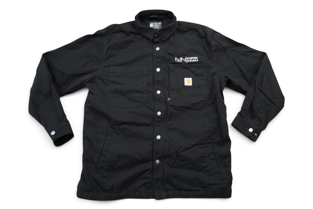 Carhartt Jacket Mens Large Black Lined Shirt Jac Snap Front MN Custom Homes